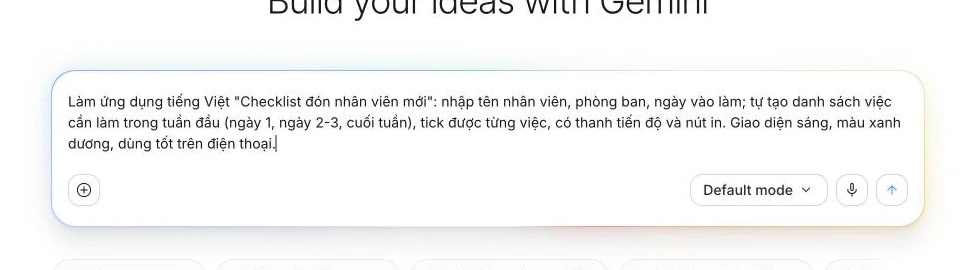 Mô tả ứng dụng trong ô Build