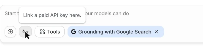 Nút Link a paid API key trong AI Studio