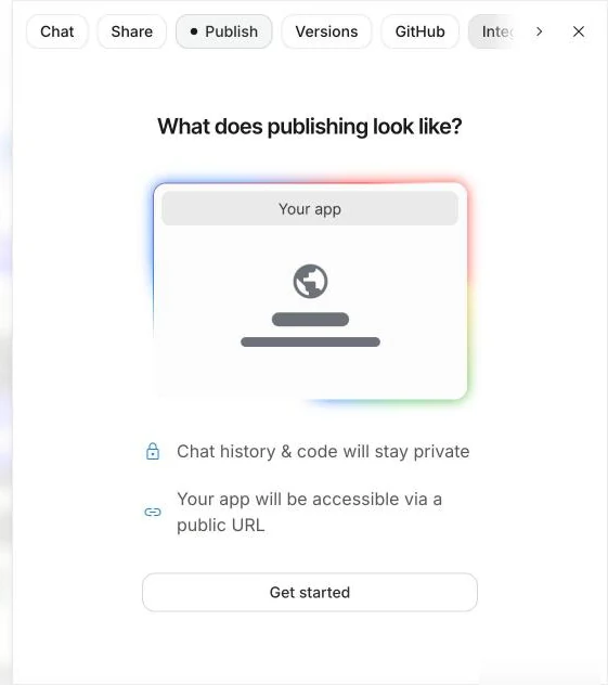 Bảng Publish ứng dụng